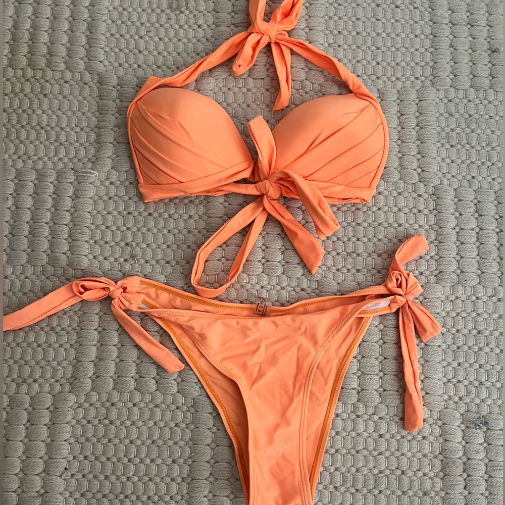 Orange Halter Bikini Set